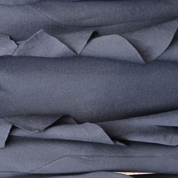 St. John Caviar Cascading Ruffle Open Front Black Knit Sweater Jacket EUC Size 4 - Picture 2 of 15